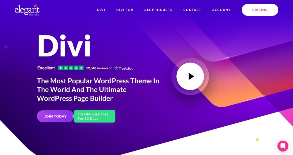 Screenshot of Divi WordPress theme homepage