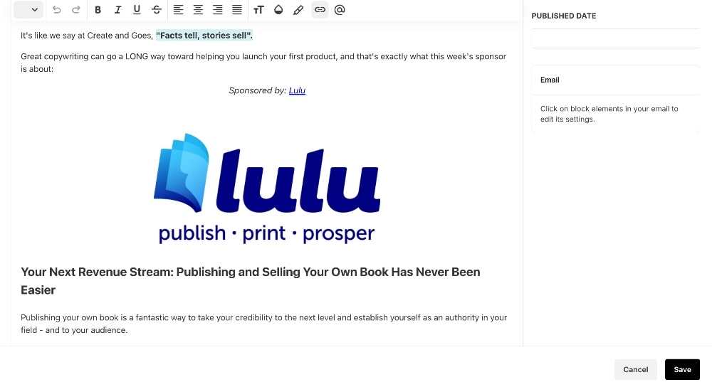 Kit sponsor email example