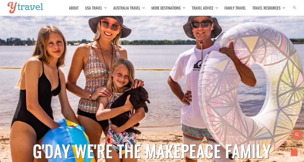 Y Travel homepage banner screenshot