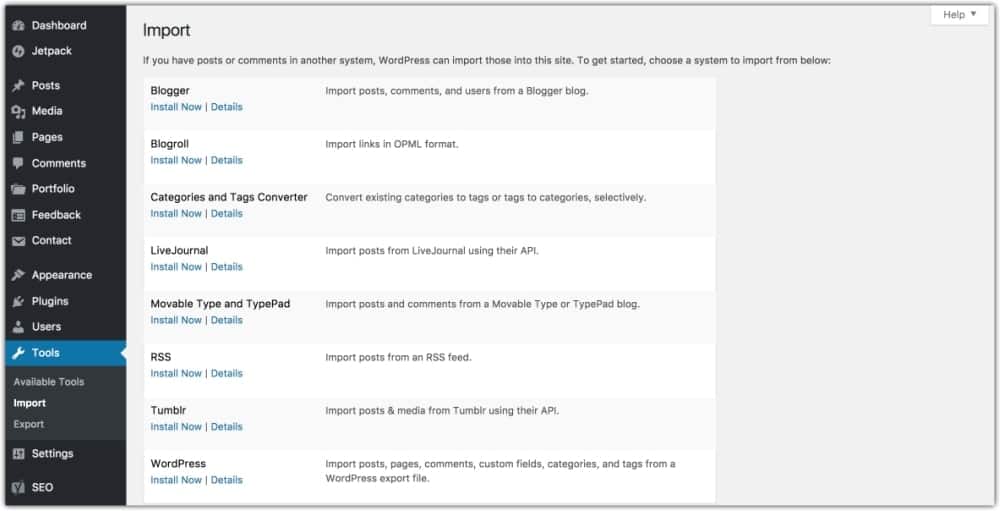 choose free blog platform to import files