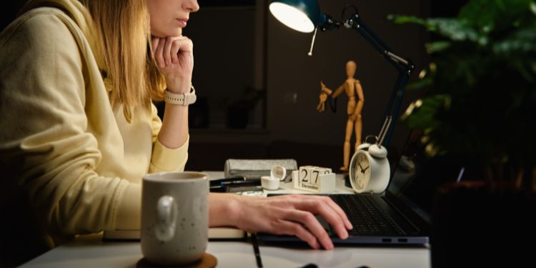 blogger working late at her computer