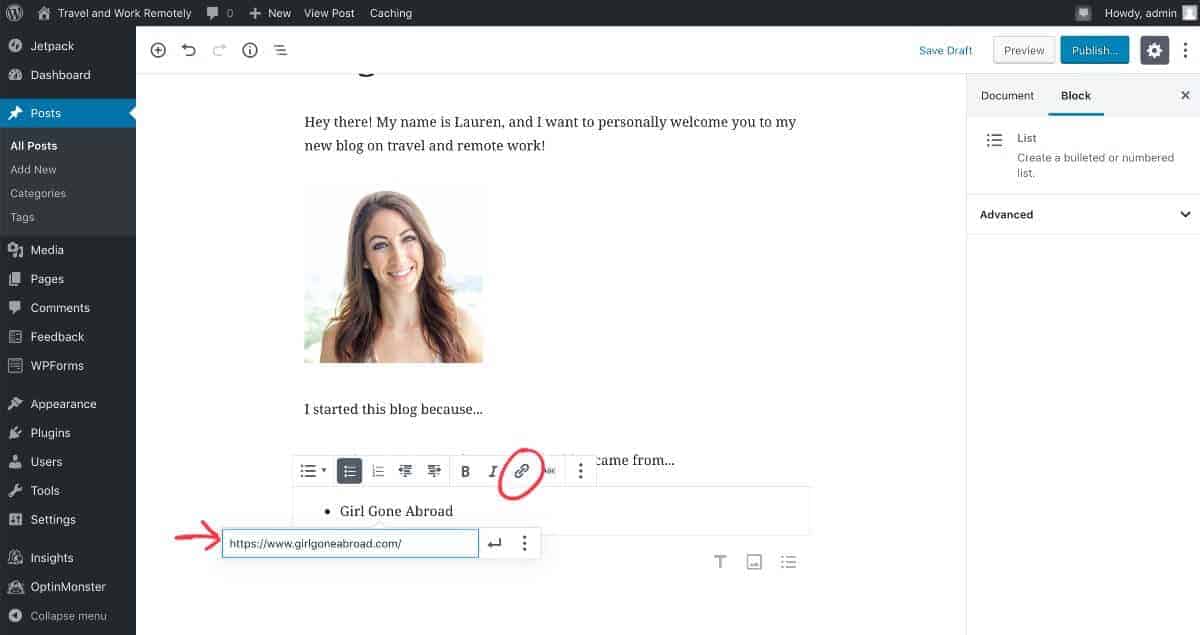 add hyperlink to blog post