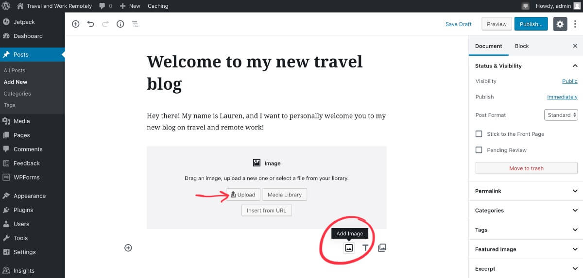 Add image to blog post