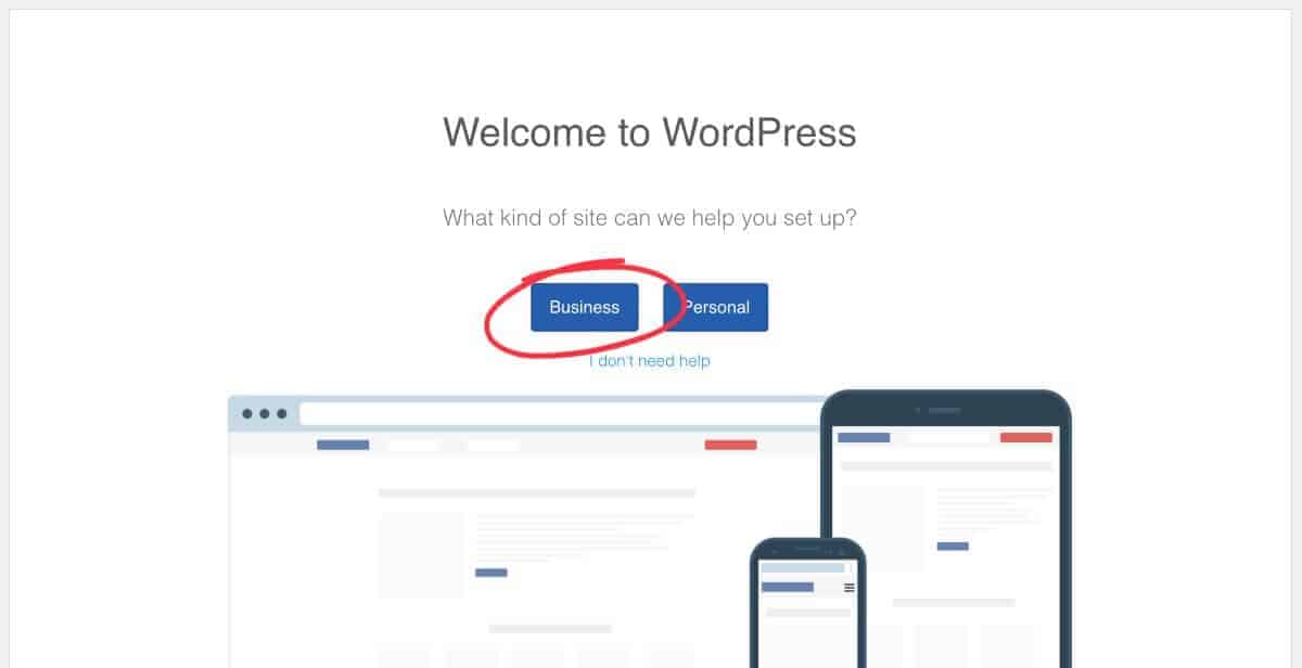 WordPress business setup
