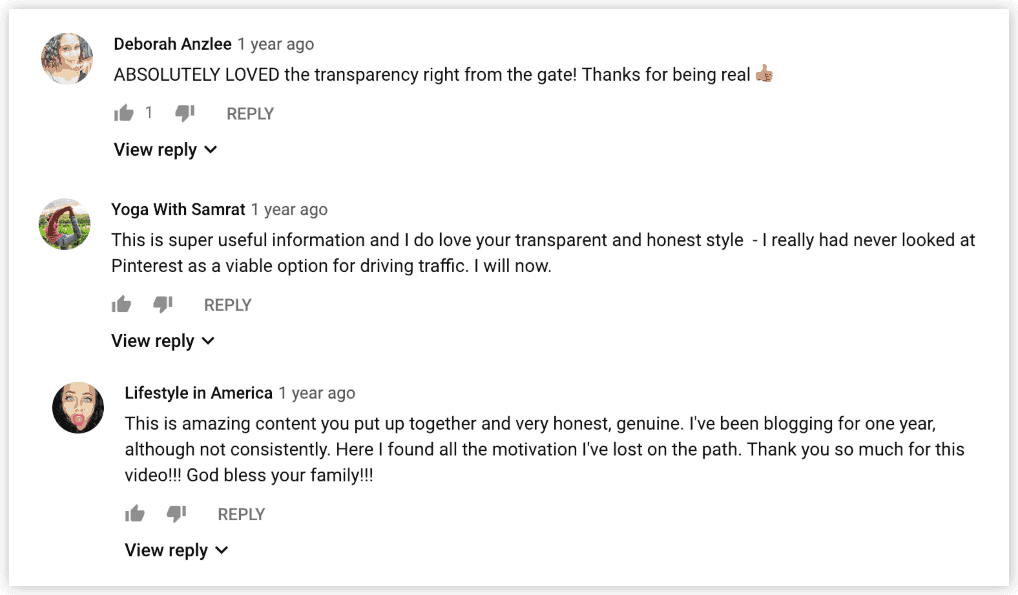 transparency in youtube comments