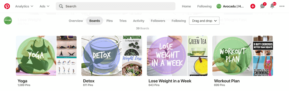 Pinterest board examples