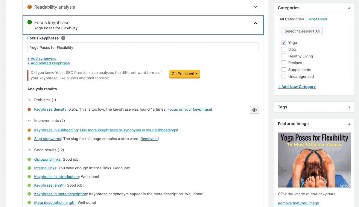 keyword seo optimization yoast