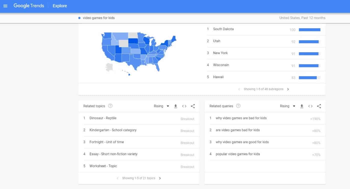 google trends search tool