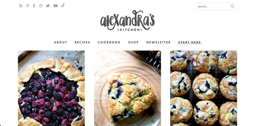 Alexandras Kitchen website screenshot