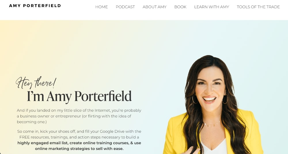 screenshot of the Amy Porterfield website