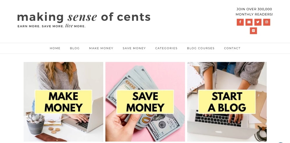 screenshot of Making Sense of Cents blog