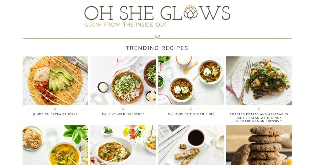 Oh She Glows recipe blog screenshot