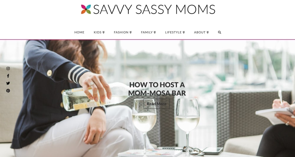 screenshot of Savvy Sassy Moms website