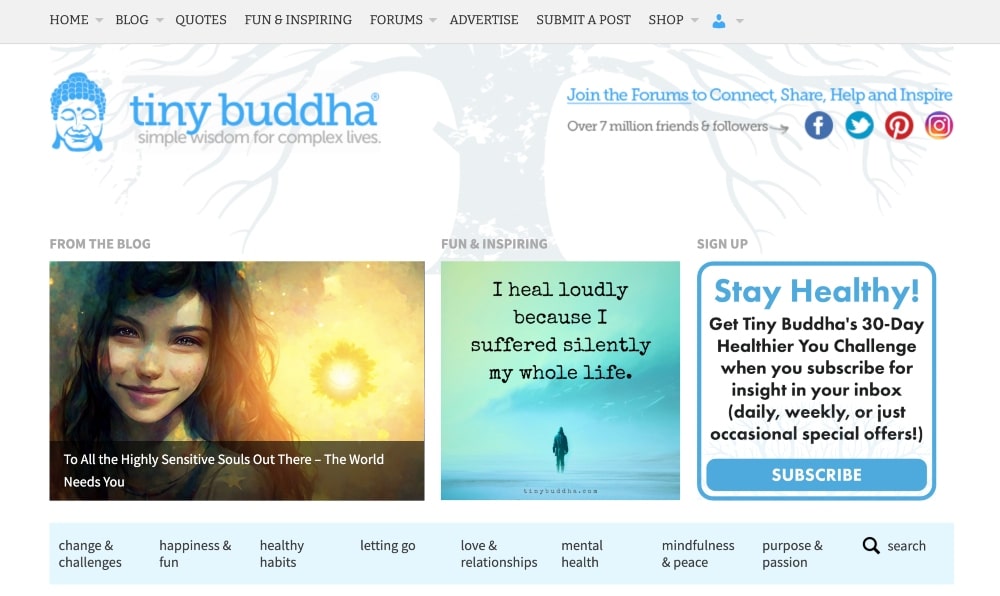 Tiny Buddha website screenshot