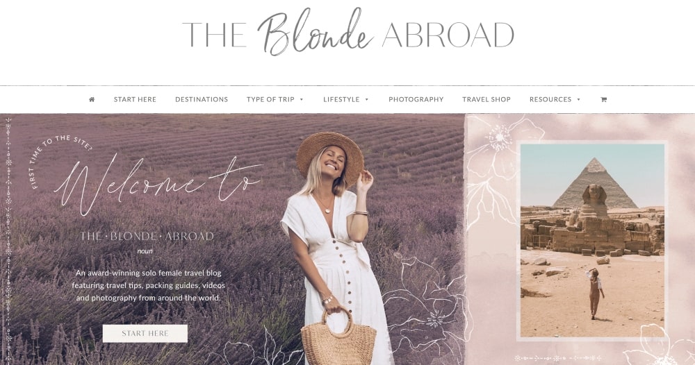 screenshot of the Blonde Abroad website