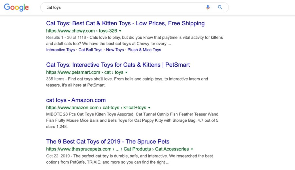 cat toys seo search