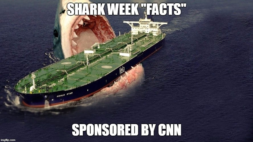 clickbait headline example titled Shark Week "Facts" Sponsored by CNN