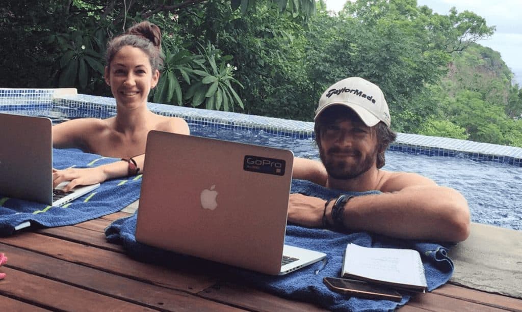 working by the pool in nicaragua