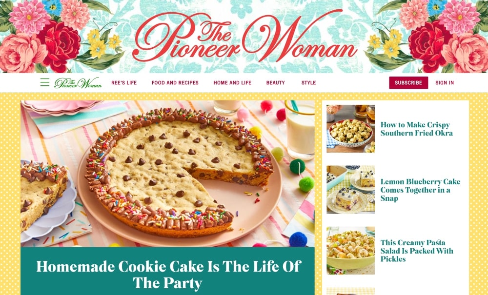 The Pioneer Woman website screenshot