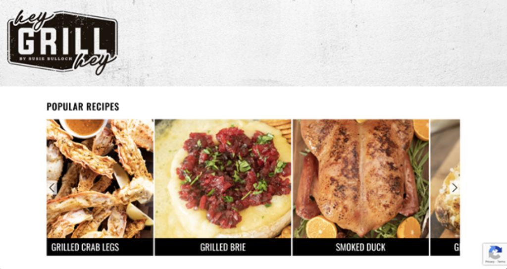 hey grill hey website screenshot popular recipes