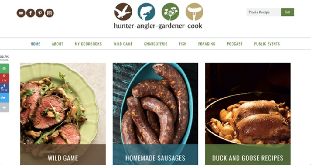 hunter angler gardener cook website screenshot