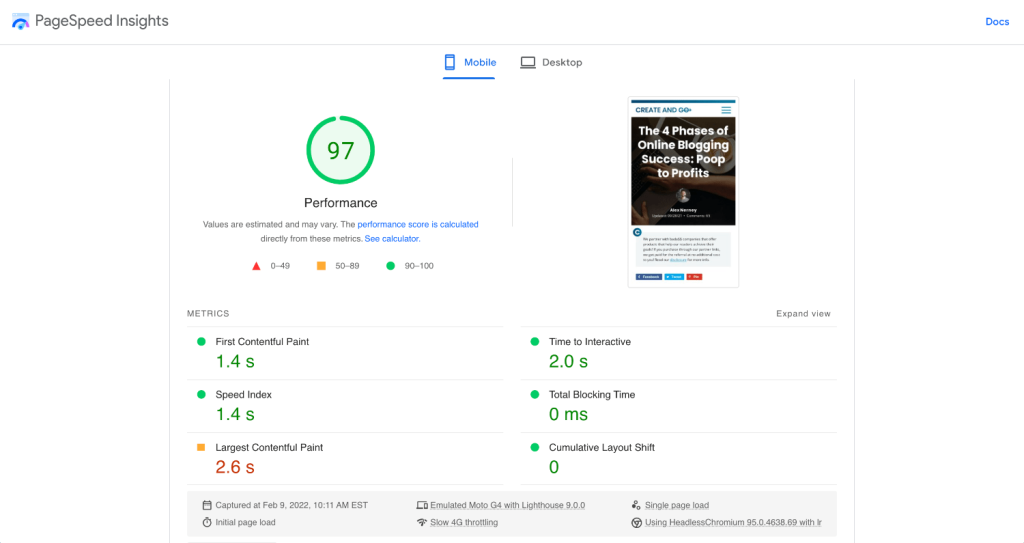 Google page speed insights