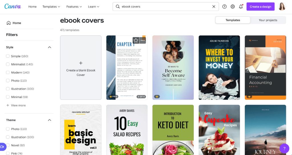 Canva templates for eBook covers