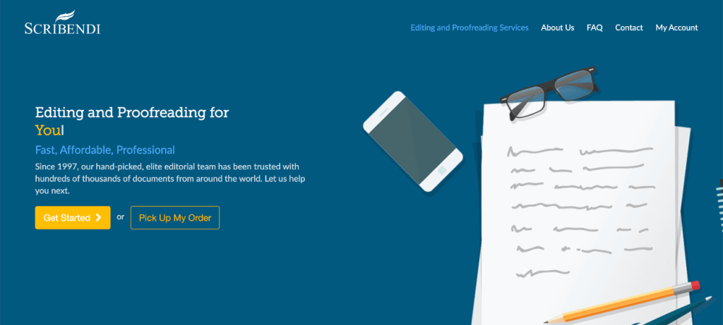 screenshot of Scribendi website