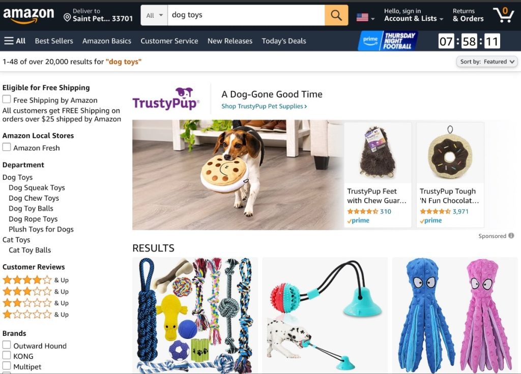 Amazon Associates products screenshot