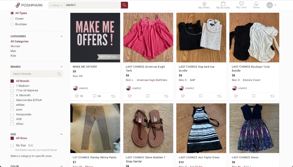 sell clothes on poshmark