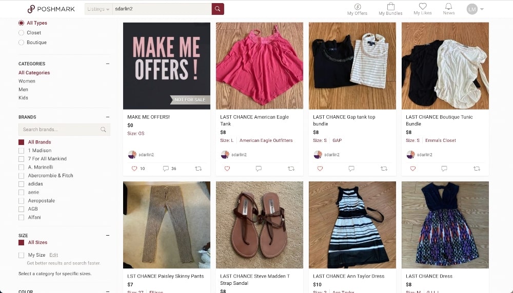 screenshot of how to sell clothes on poshmark