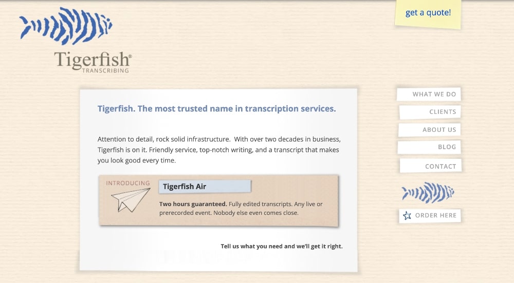 tigerfish transcription jobs