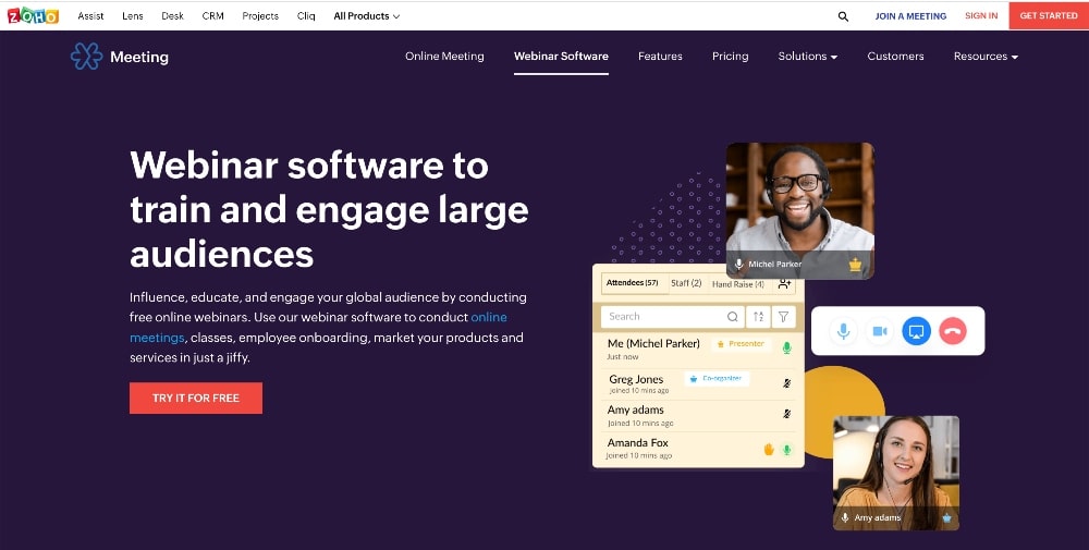 zohomeeting webinar software