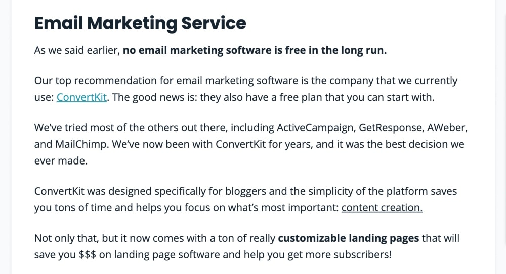 affiliate marketing copywriting example