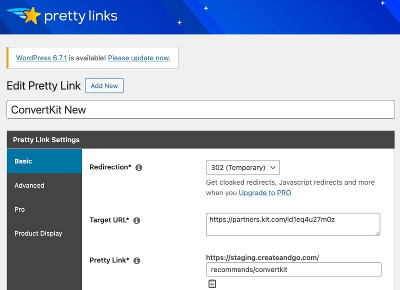 pretty links affiliate link example