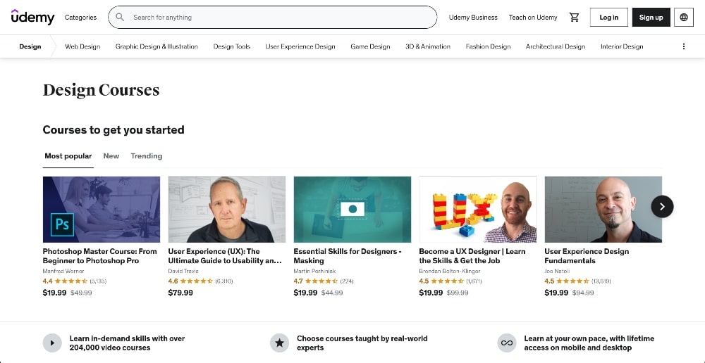 udemy course platform homepage screenshot