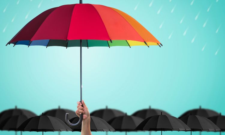 colored umbrella showing leadership qualities