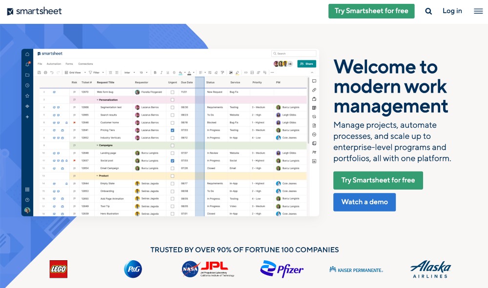 SmartSheet website