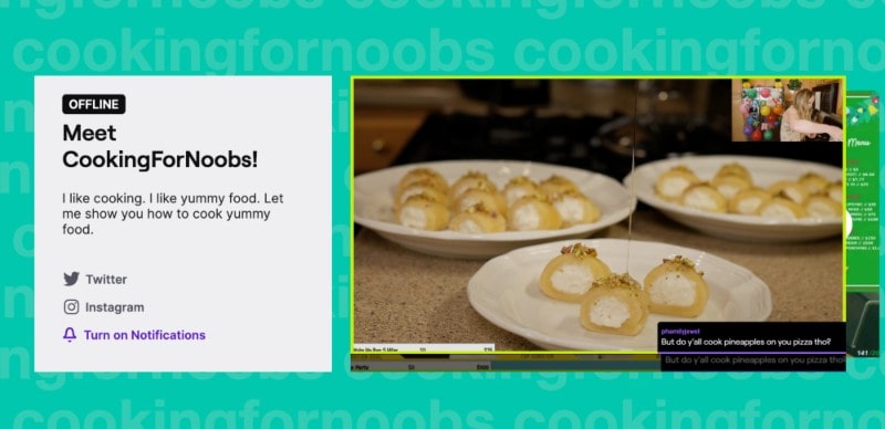 Stream cooking videos on your Twitch account
