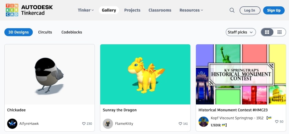 TinkerCAD community gallery