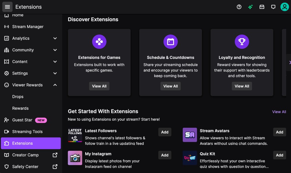 Twitch extensions and tools