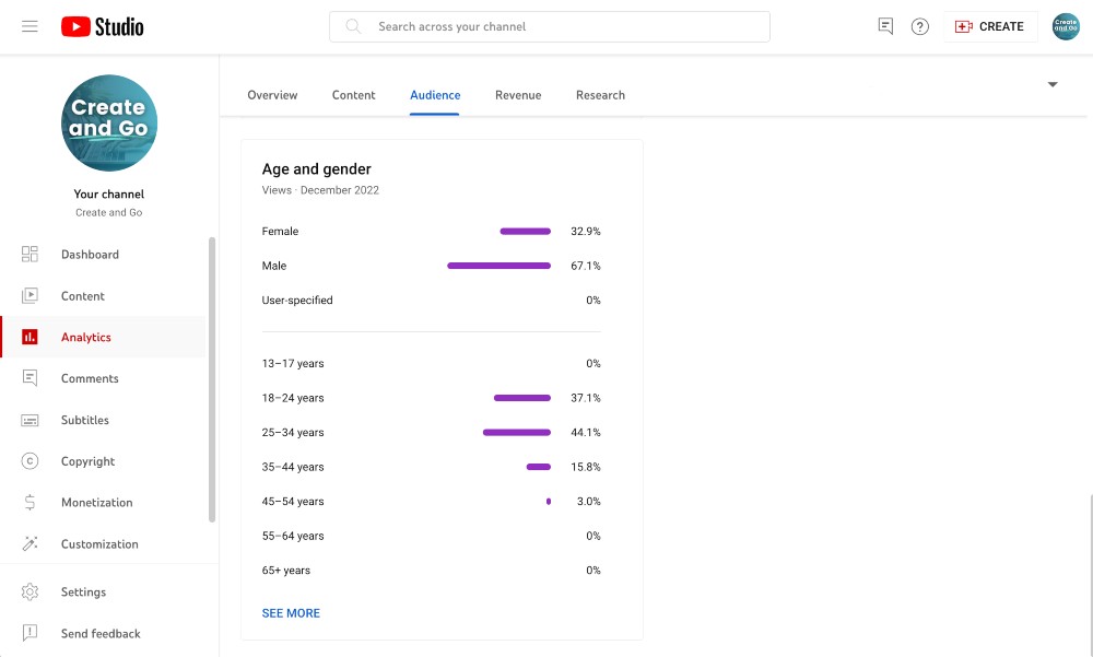 YouTube age demographics insights