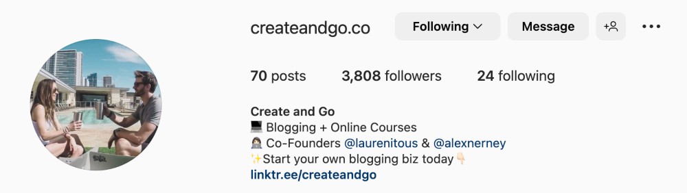 instagram linktree profile example