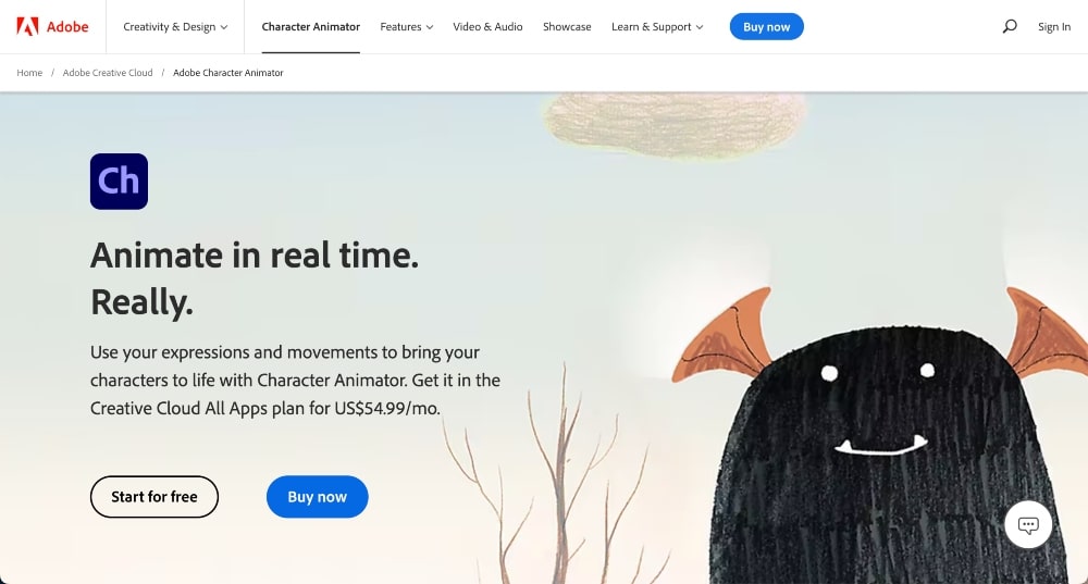 Adobe Character Animator website
