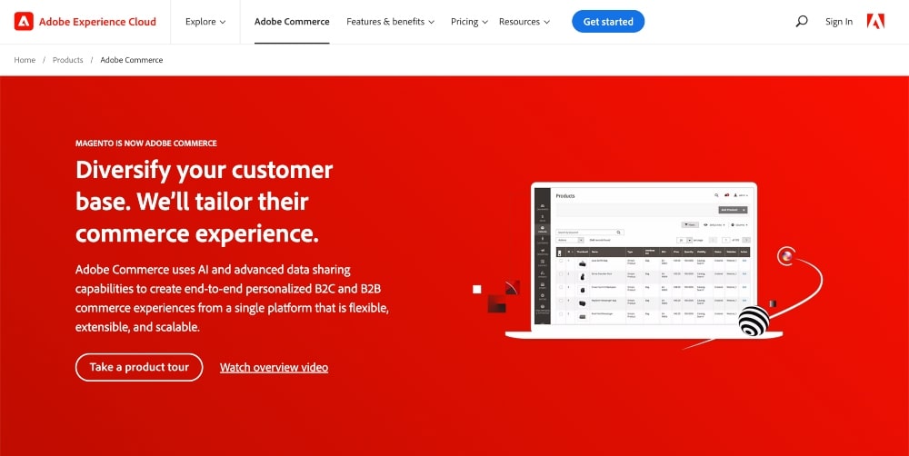 Adobe Commerce website
