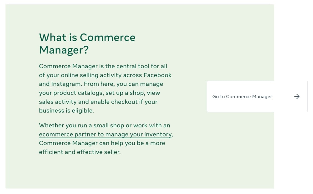 Facebook commerce manager about