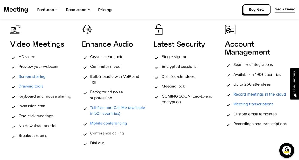 GoTo Meeting features