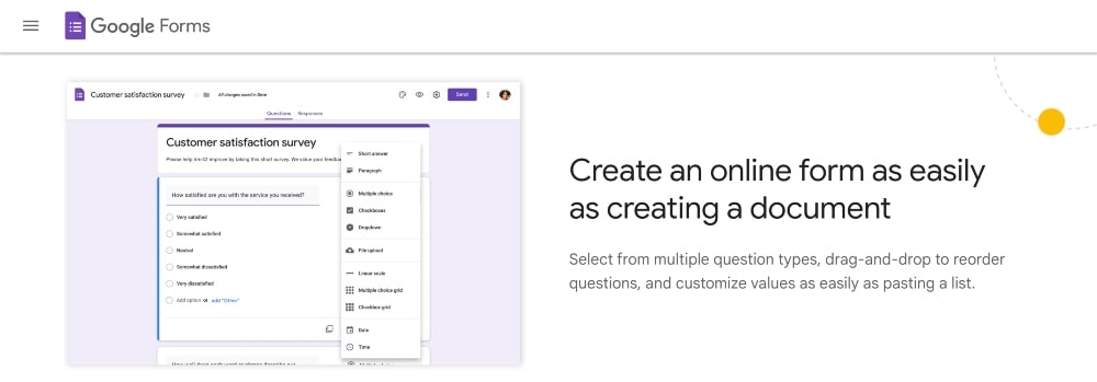 Google Forms features