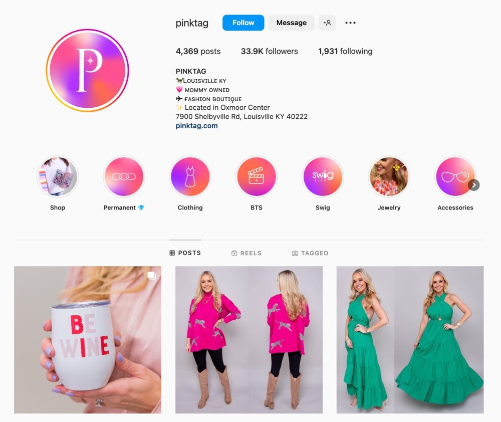 Instagram profile Pink Tag