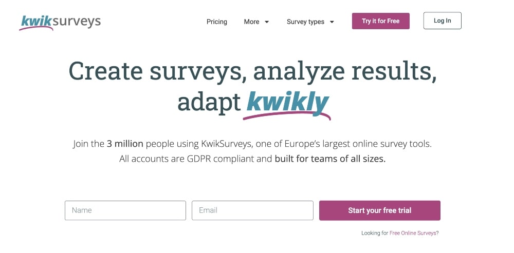 KwikSurveys website